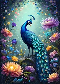 Flowers & Peacock - Puzzel - 500 Stukjes