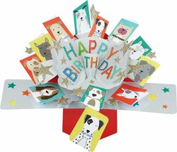 3D Pop-up wenskaart met envelop – Happy Birthday - Dogs
