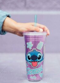 STITCH - Purple Glitter - Fashion Straw Tumbler - Size 560ml