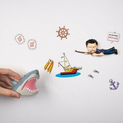 JAWS - Vinyl 3D Wall Stickers - 2 Pc + Stickers