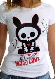 SKELANIMALS - T-Shirt JACK NEED LOVE Femme White Basic (XL)