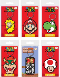 SUPER MARIO - Set of 12 Rubber Keychains - 6 Assortments