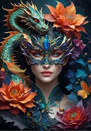 Lady with a Dragon - Legpuzzel  1000 stukjes 