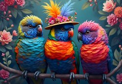 Rainbow Parrots  - Legpuzzel -1000 stukjes