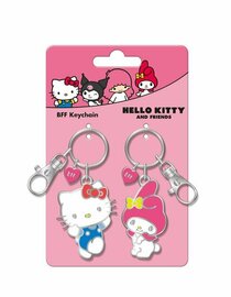 HELLO KITTY & MY MELODY - Duo Set Metal BFF Keychains